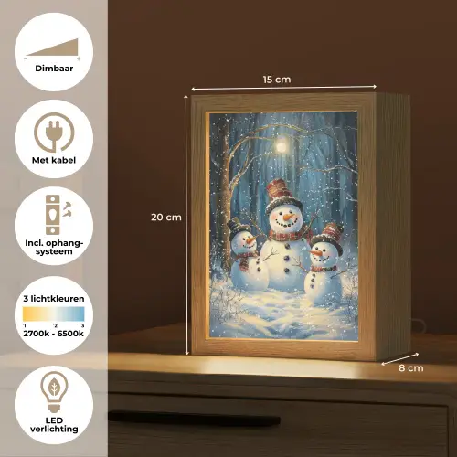 Sneeuwpop - Sneeuw - Winter - Bos Light Box met kabel (Tafellamp) klein -USP_NL
