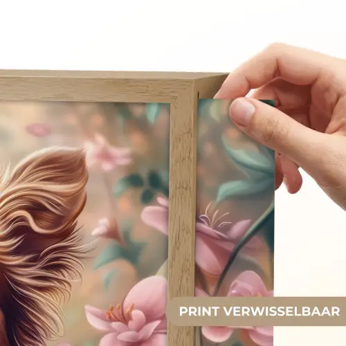 Hond - Bloemen - Roze Light Box met batterij (Wandlamp kind) middel -USP_websiteprintNL
