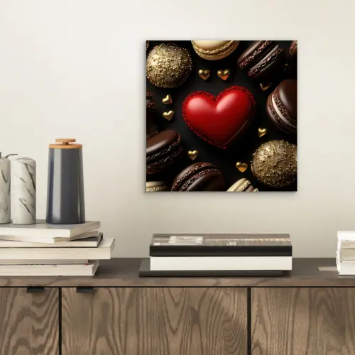 Macarons - Rood - Hart aluminium wit klein -sfeer1