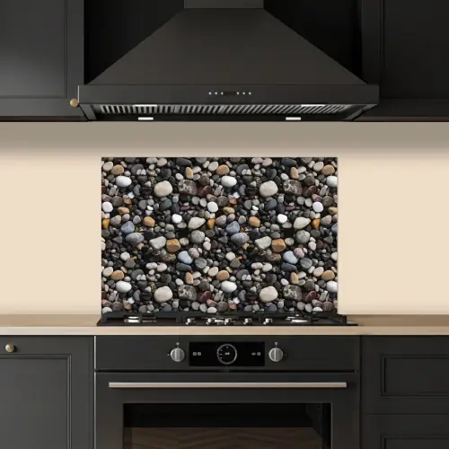 Kiezels - Mix - Aardetonen keuken achterwand spatscherm klein 900 -sfeer1