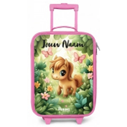 Paard - Bloemen - Vlinders Kinderkoffer - Roze klein -zz3dotto