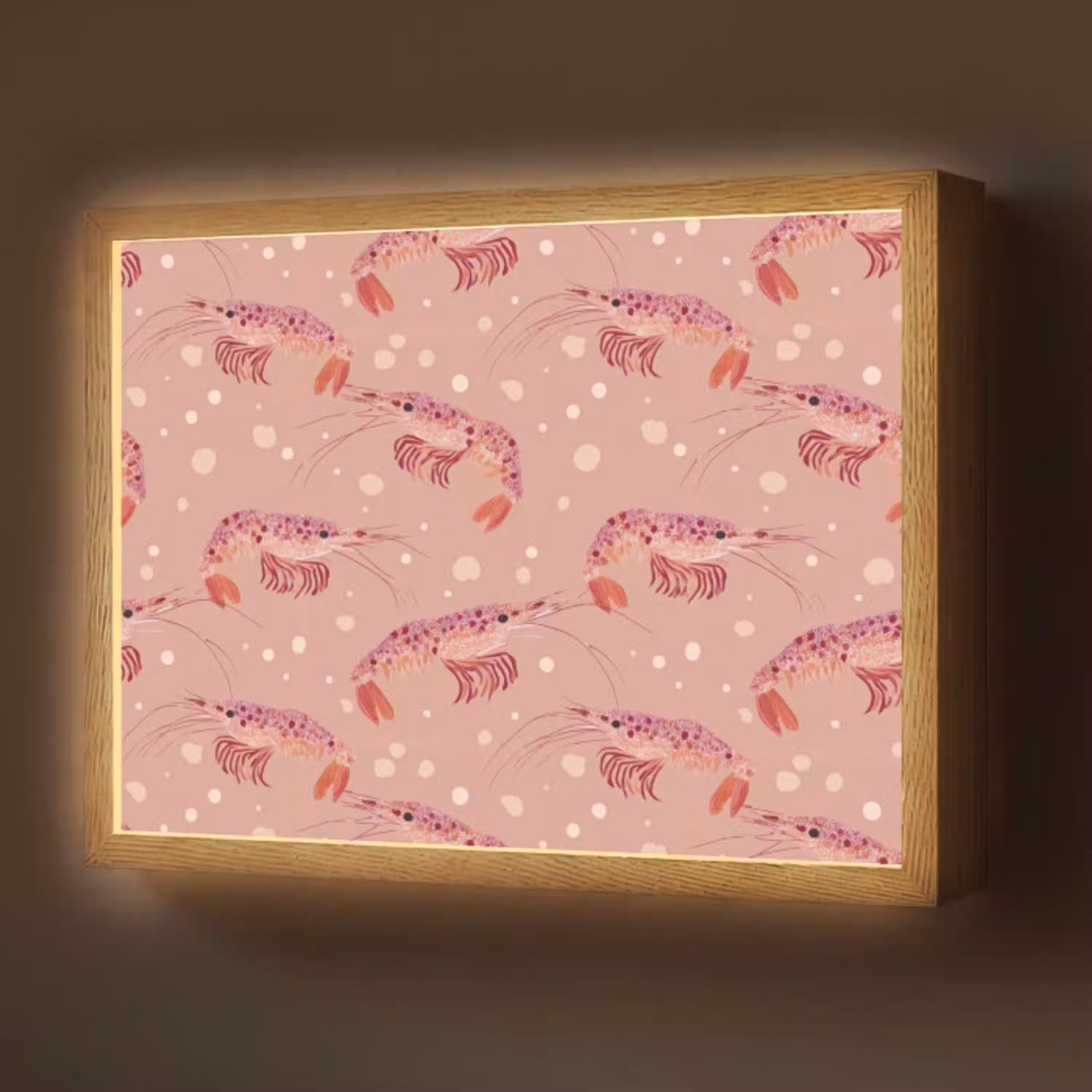 Garnalen - Stippen - Roze Light Box met batterij (Wandlamp) middel 907 -z3d_website