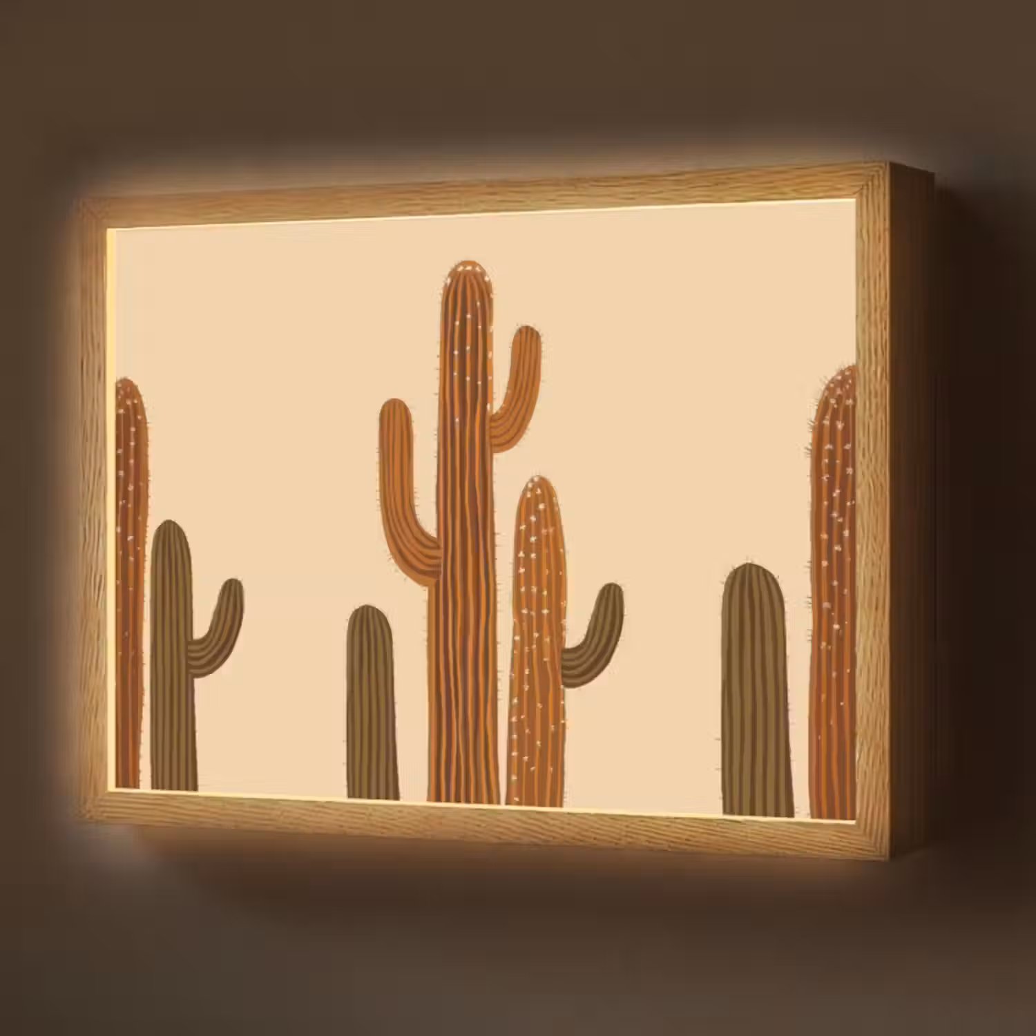 Lightbox - Wandlamp - Cactus - Woestijn - Zand - Bruin