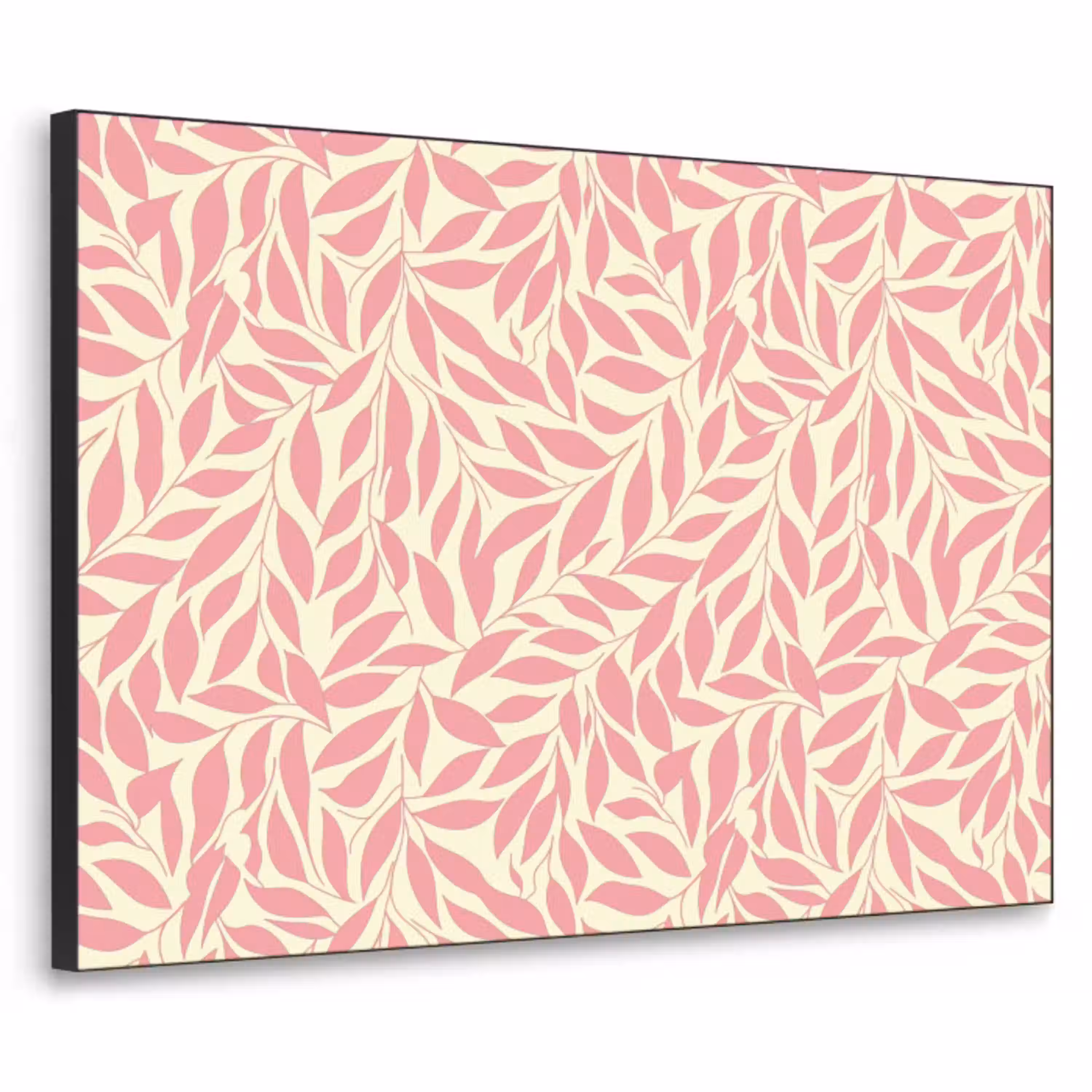 Roze - Bladeren - Dynamisch - Patroon Textielframe zwart klein 947 -3d