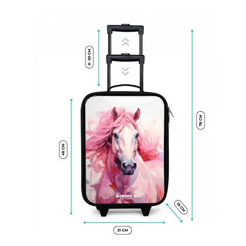 Paard in roze pastel tinten Kinderkoffer - Zwart klein -productfoto_formaten