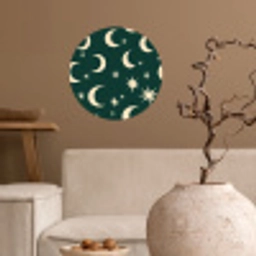 Manen - Sterren - Groen Wandcirkel behangsticker klein 186 -sfeer1