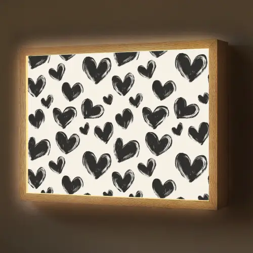 Hartjes - Patroon - Zwart Light Box met batterij (Wandlamp) middel 907 -z3d_website