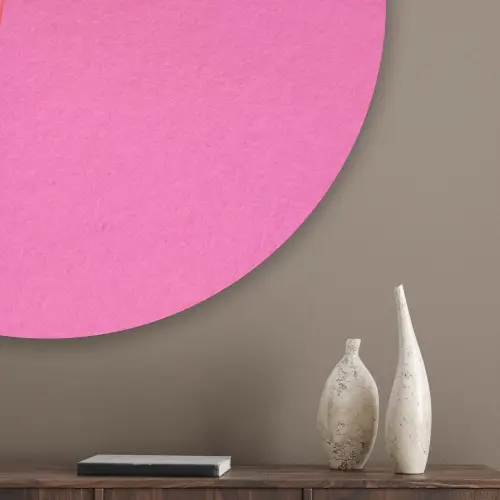 Palmbomen - Modern - Roze Akoestische PET Vilt - Rond klein -sfeer5_closeup