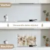 Abstracte vierkanten - Aardetonen - Mistig keuken achterwand spatscherm klein -voor_na_DE