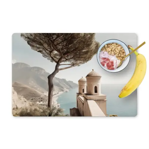 Kust - Klif - Boom - Gebouw Placemat vinyl groot -zzzproduct_Kitchenyeah-website