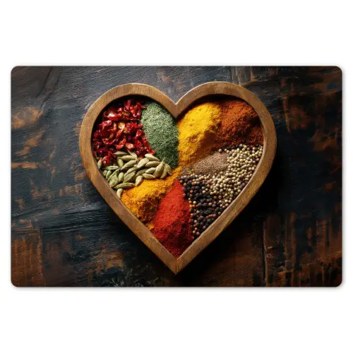 Houten - Hart - Kleurrijke - Specerijen Placemat vinyl groot -zzsfeer1_Kitchenyeah-website