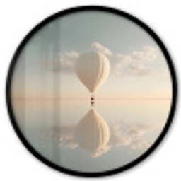 Luchtballon - Wolken - Water - Blauw Fotolijst rond zonder passe partout klein -3d