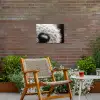 Paardenbloem - Zwart - Wit Tuinposter op houten frame 2 cm dik klein -sfeer3