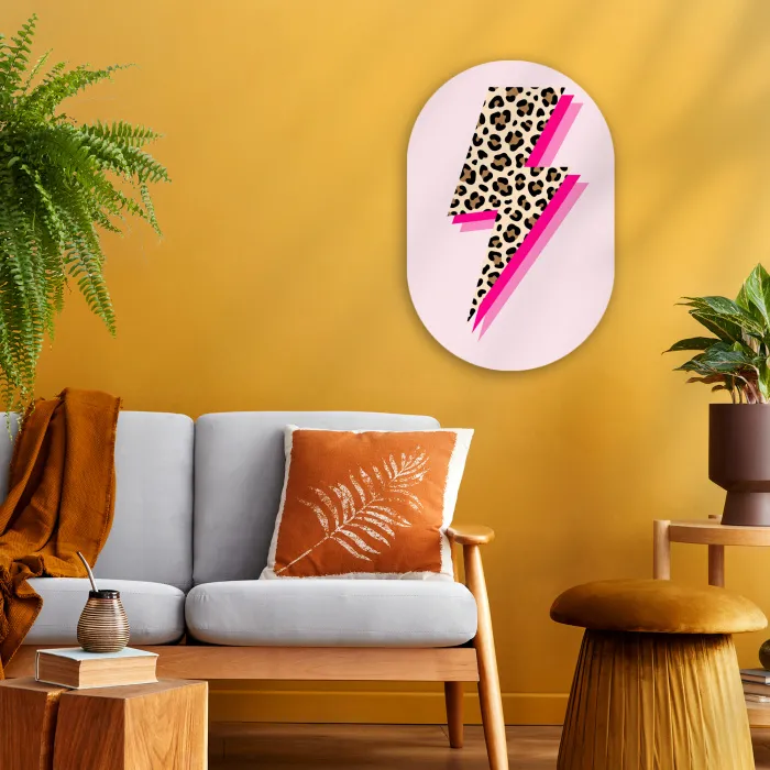 Stippen - Roze - Bliksem Wandcirkel Ovaal Forex klein -sfeer4