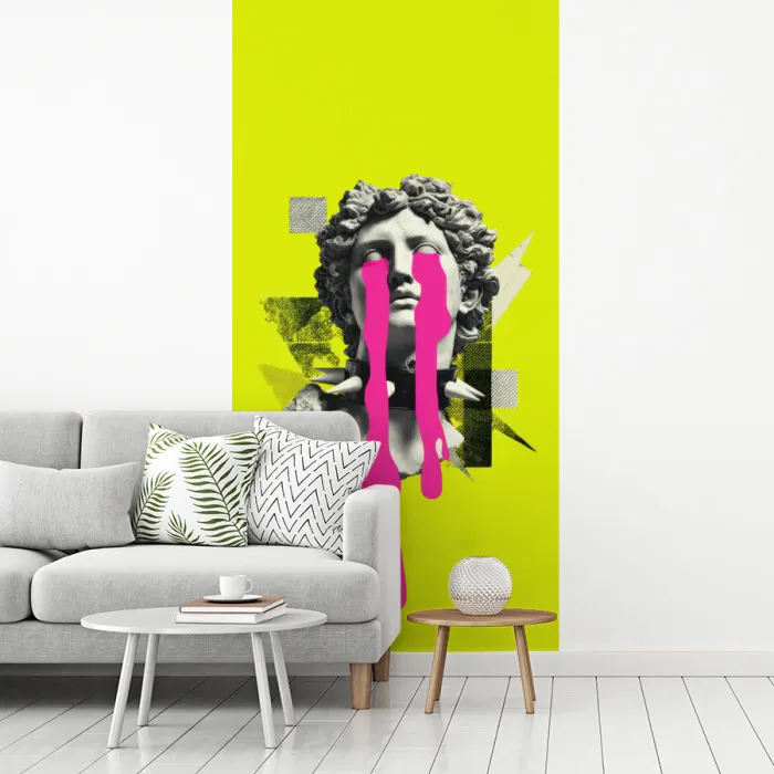 Buste - Verf - Geel fotobehang vinyl groot -woonkamer