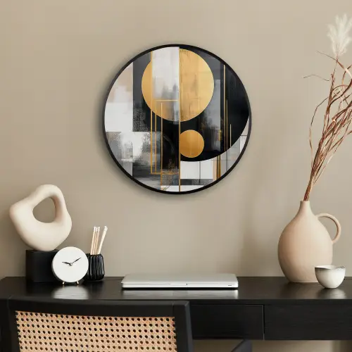 Abstract - Goud - Zilver - Vormen - Aesthetic - Modern Fotolijst rond zonder passe partout klein -sfeer1