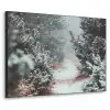 Bos - Winter - Bomen - Natuur - Pad - Sneeuw Textielframe zwart klein -3d