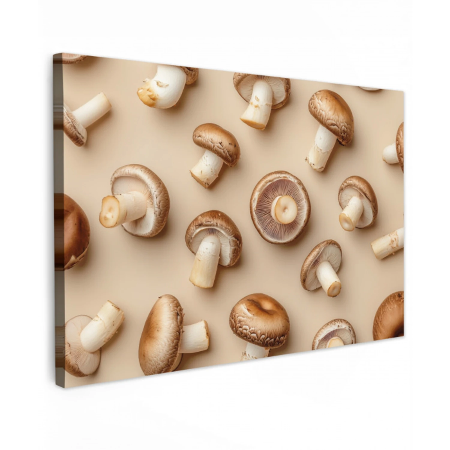 Kastanje Champignons - Beige Tuinposter op houten frame 2 cm dik klein -3d
