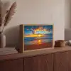 Zee - Zonsondergang - Strand - Wolken - Oranje Light Box met batterij (Wandlamp) middel -sfeer2
