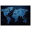 Wereldkaart - Waterstructuur - Blauw poster papier klein -3d