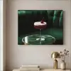 Kers - Cocktail - Rood - Marmer Textielframe zwart klein -sfeer2