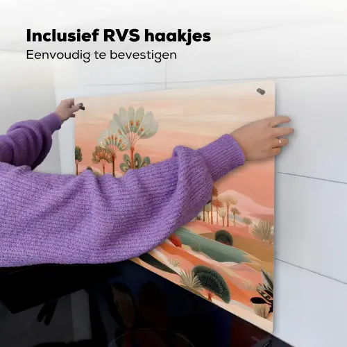 Roze landschap - Palmen - Water Inductie beschemer met haakjes middel -ky-ophangen-nl