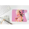 Vrouw - Bloemen - Paars - Abstract muismat rubber klein -witbureau
