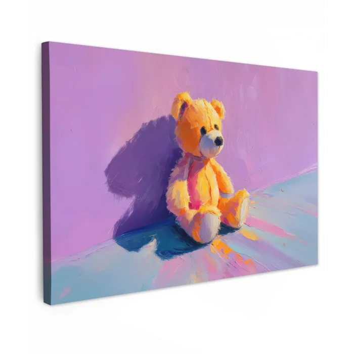 Teddybeer - Schaduw - Penseelstreken - Paars canvas 2cm klein -z3d
