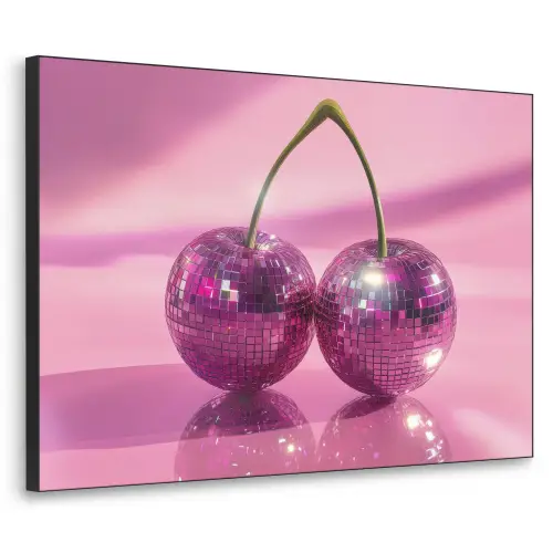 Glitter - Discobol - Roze - Kersen Textielframe zwart klein -3d