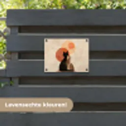 Katten - Zwart - Abstract - Cirkels tuinposter los doek klein -sfeer3