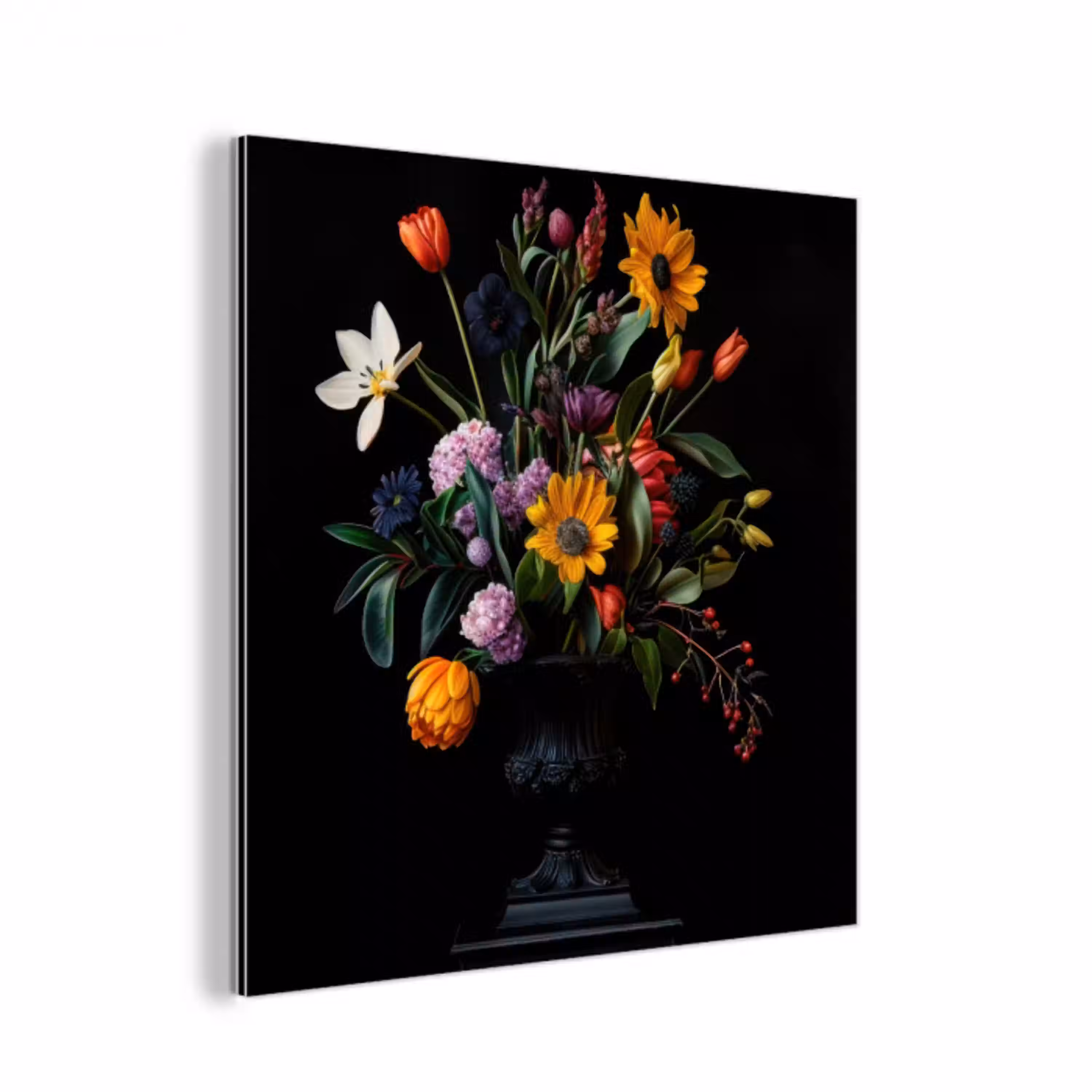 Zonnebloemen - Boeket - Kleurrijk aluminium wit klein -3d