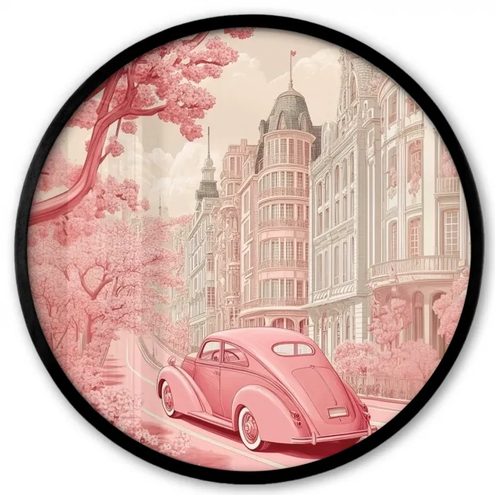 City - Car - Pink Fotolijst rond zonder passe partout klein -3d