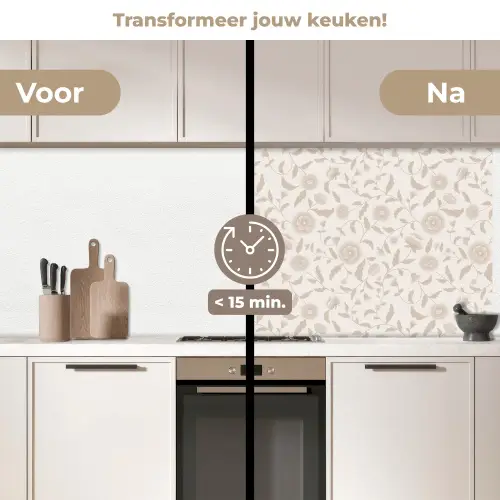 Sierlijk - Bloemen - Beige keuken achterwand 2 middel 871 -voor-na2_NL