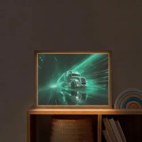 Vrachtwagen - Snelheid - Groen - Neon Light Box met batterij (Wandlamp kind) middel -sfeer1_kind