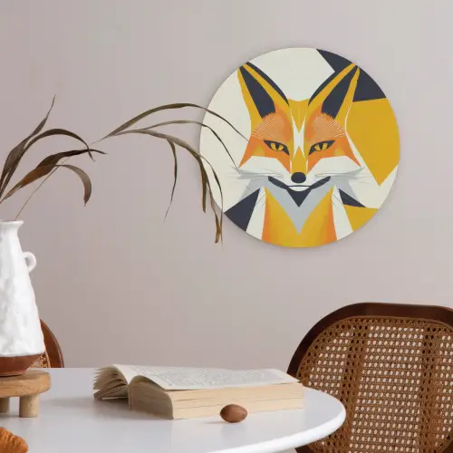 Vos - Oranje - Abstract - Driehoeken Akoestische PET Vilt - Rond klein -sfeer3