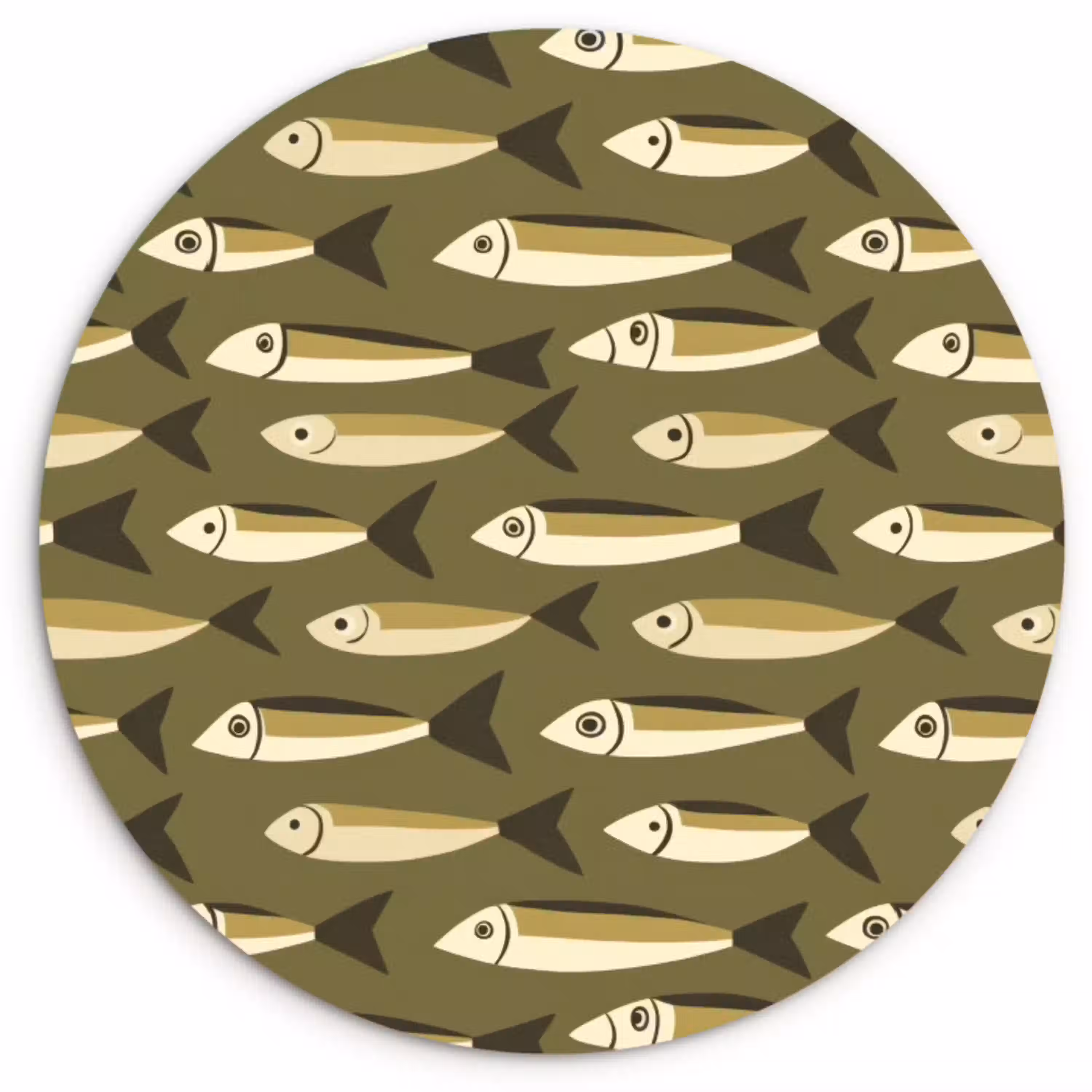 Vis - Patroon - Groen Wandcirkel kunststof plaat 5mm dik klein 188 -3d