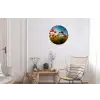 Klaprozen - Toscane - Zon - Rood - Blauw Wandcirkel aluminium klein -woonkamer