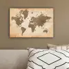 Wereldkaart - Beige - Bruin canvas 2cm klein -sfeer3