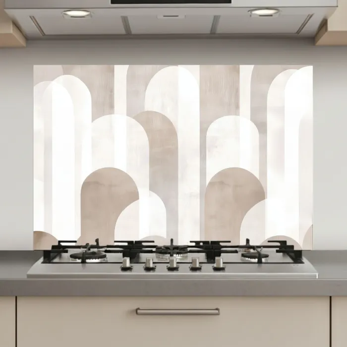 Abstracte bogen - Modern - Beige keuken achterwand spatscherm klein -3d_website