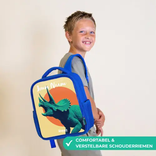 Dino - Triceratops  - Dier Kinderrugzak - Blauw middel -sfeer3_NL