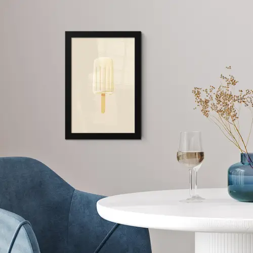 Minimalistisch - Waterijsje - Stokje - Beige fotolijst zwart zonder passe partout klein -sfeer4