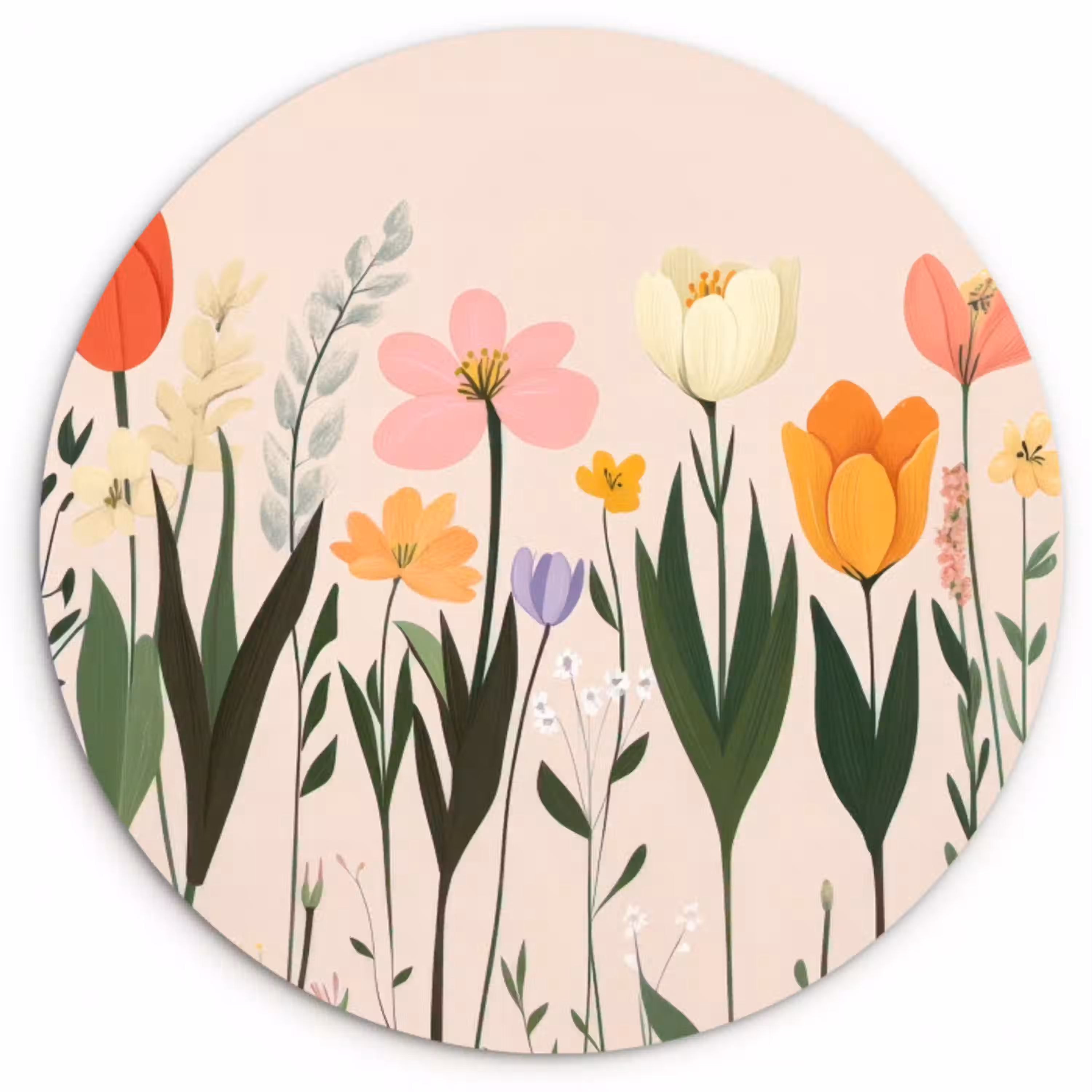Pasteltinten - Bloemen - Illustratie Wandcirkel plexiglas klein -3d
