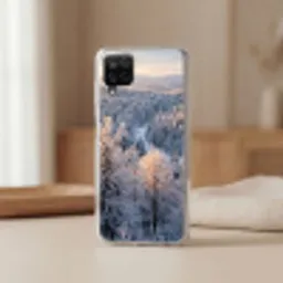 Bos - Bergen - Goud - Winter - Warm Telefoonhoesje Samsung Galaxy A12 klein -sfeer2