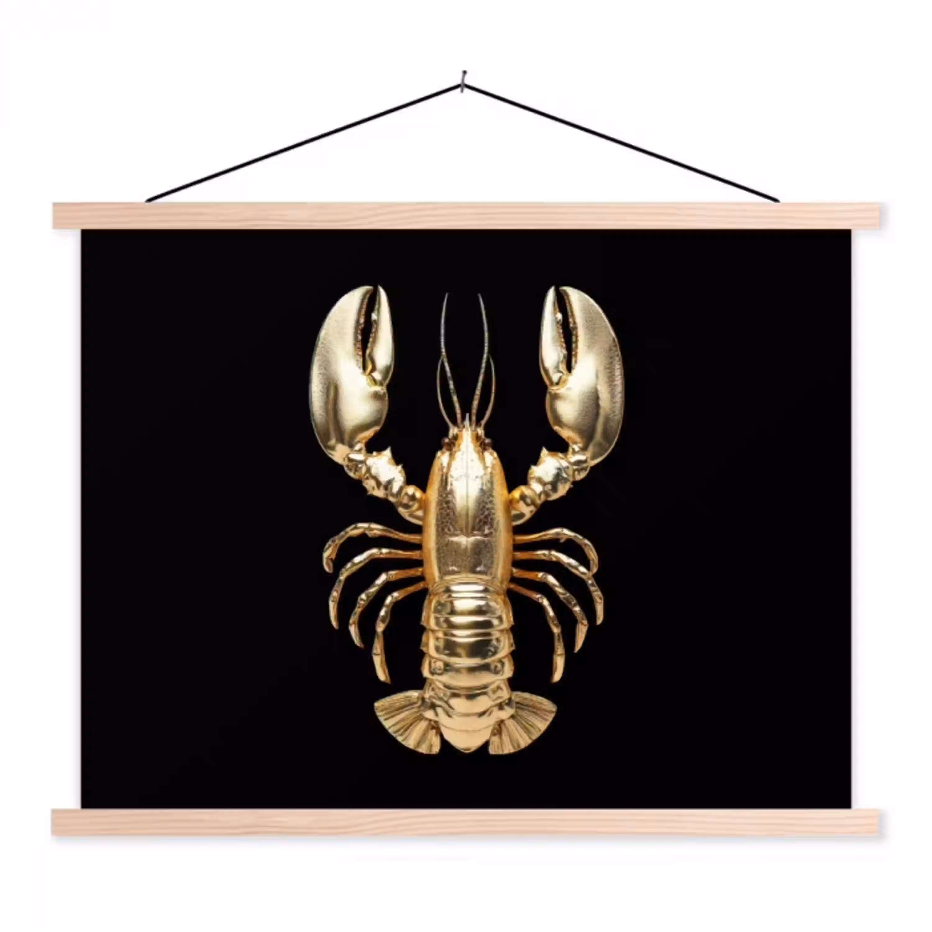 Kreeft - Goud - Textuur - Zwart textielposter latten blank klein -3d