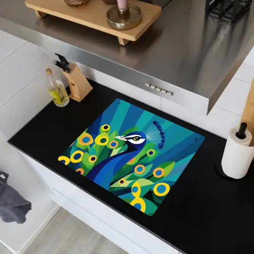 Pauw - Cirkels - Blauw Inductie beschemer met haakjes middel -sfeer1
