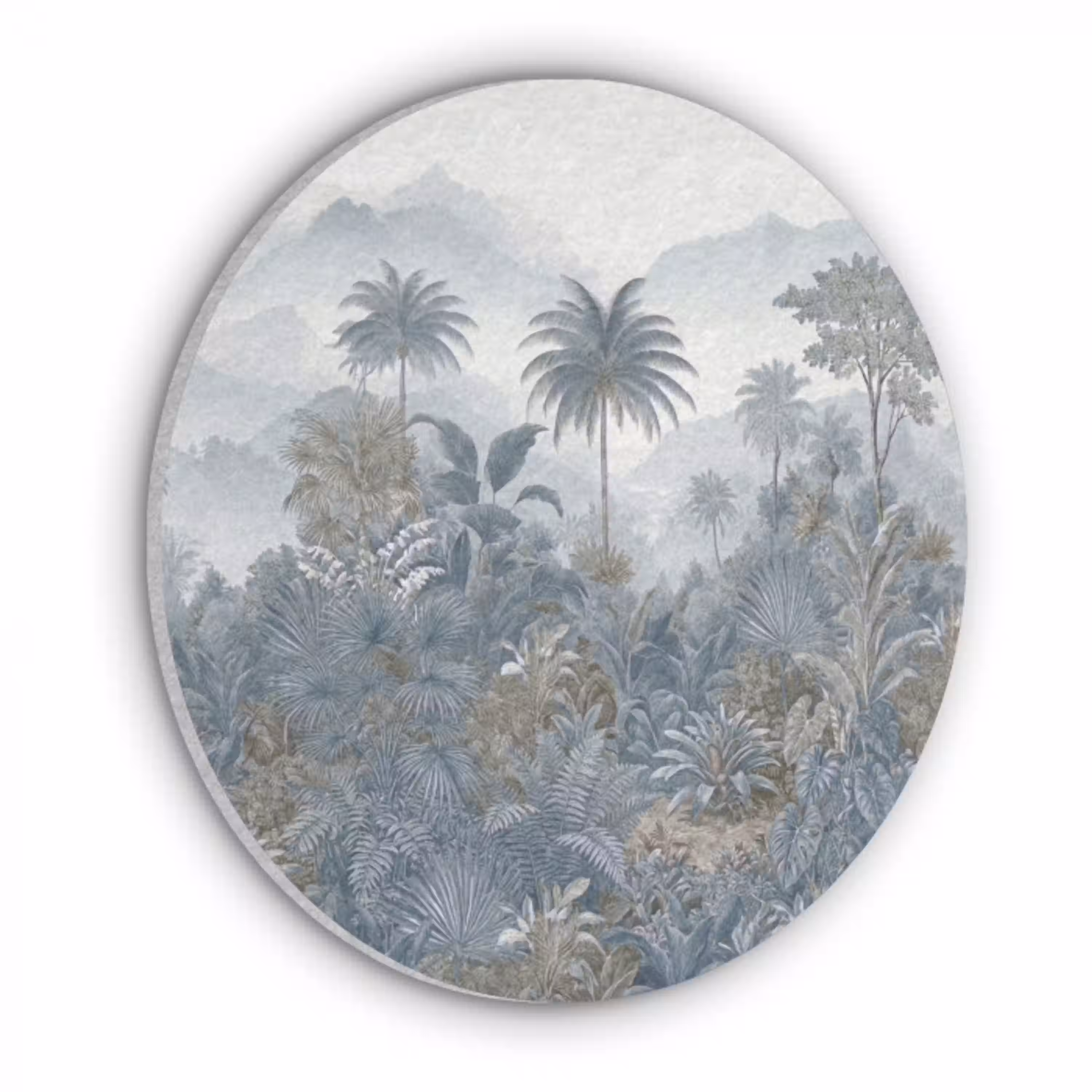 Jungle - Landschap - Blauw Akoestische PET Vilt - Rond klein -3d