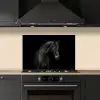 Paard - Dieren - Zwart - Portret keuken achterwand spatscherm klein -sfeer1