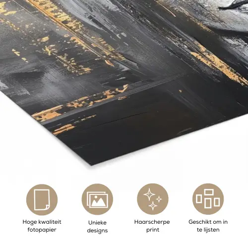 Boedhha - Penseelstreken - Goud - Abstract poster papier klein -closeup_NL