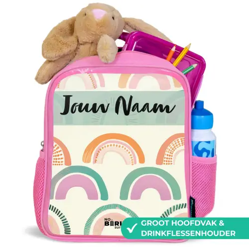 Regenboog - Pastel - Patroon Kinderrugzak - Roze middel -inhoud_NL