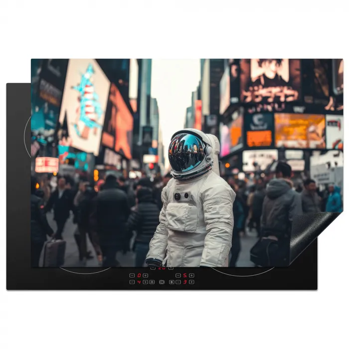 Stad - Mensen - Astronaut - Wit Inductie beschermer vinyl 3mm klein -3d